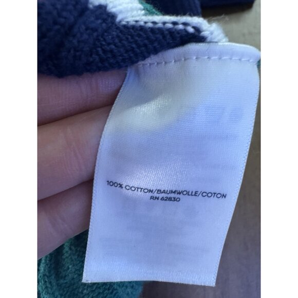 Lands End Women Small Cableknit Cardigan Stripe Academia Preppy Coastal Nautical - Picture 4 of 5